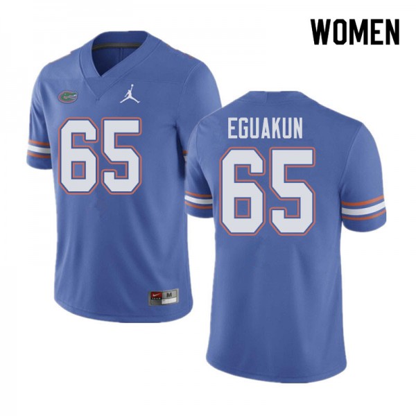 Jordan Brand Women #65 Kingsley Eguakun Florida Gators College Football Jerseys Blue